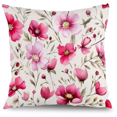 Housse de coussin fleurs coton feuilles vertes, décoration canapé,50×50cm