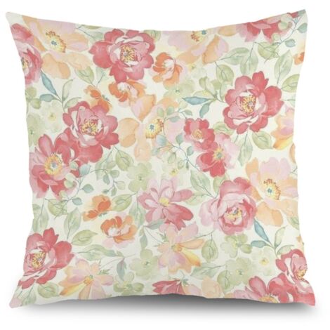 Housse de coussin fleurs coton feuilles vertes, décoration intérieur,45×45cm