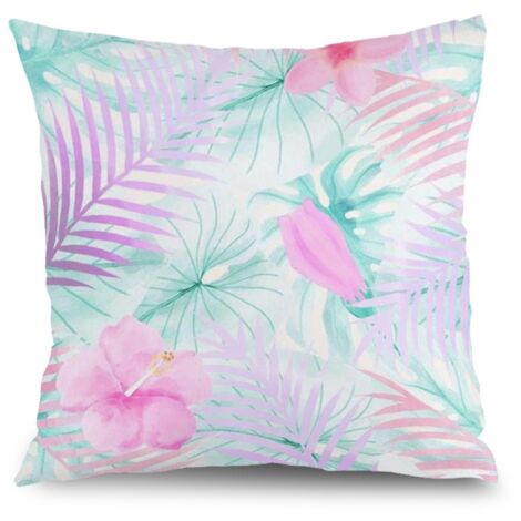 Housse de coussin fleurs extérieur, décoration canapé-lit jardin,45×45cm