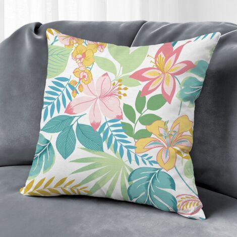 Housse de coussin fleurs extérieur, décoration patio jardin maison,45×45cm