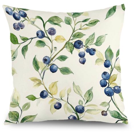 Housse de coussin fleurs feuilles vertes coton, décoration maison élégante,45×45cm