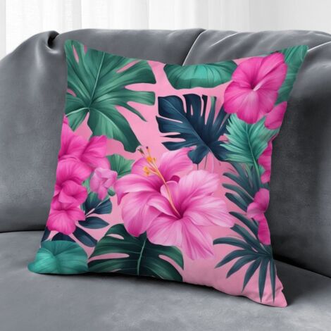 Housse  de coussin fleurs jardin, décoration canapé extérieur,50×50cm
