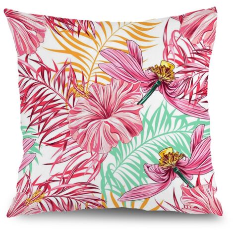 Housse de  coussin fleurs jardin, décoration canapé extérieur,50×50cm