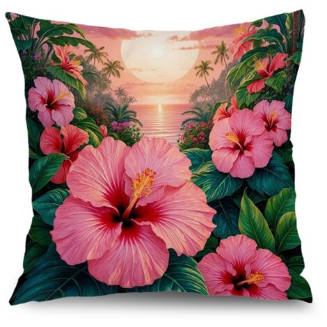 Housse de coussin fleurs jardin été, décoration canapé-lit extérieur,50×50cm