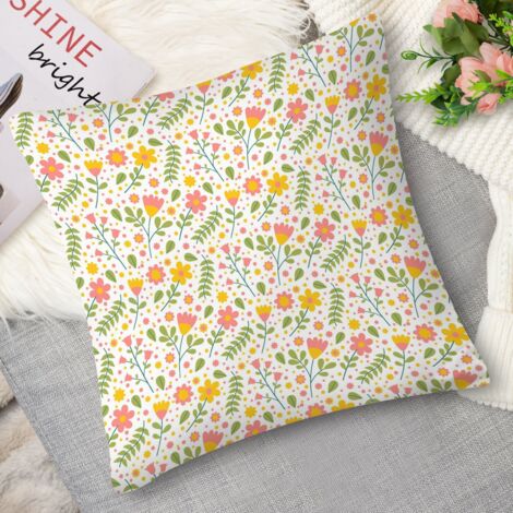 Housse de coussin fleurs linogravure