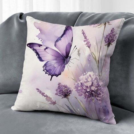 Housse de coussin fleurs papillon coton, décoration salon intérieur extérieur,40×40cm