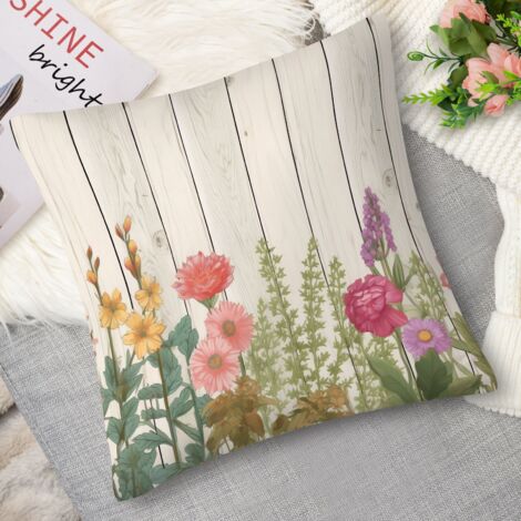 Housse de coussin fleurs pointillisme