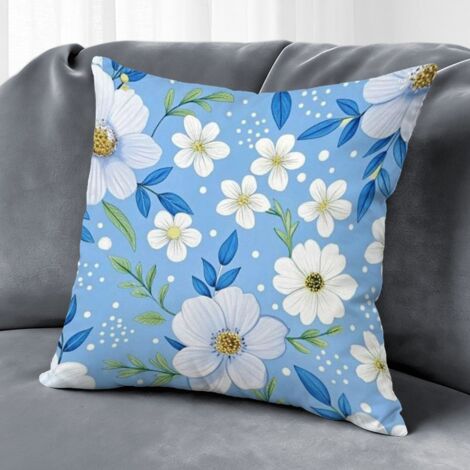 Housse de coussin fleurs printemps, décoration intérieur extérieur maison,45×45cm