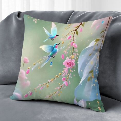 Housse de coussin fleurs vintage, décoration maison style ferme,50×50cm