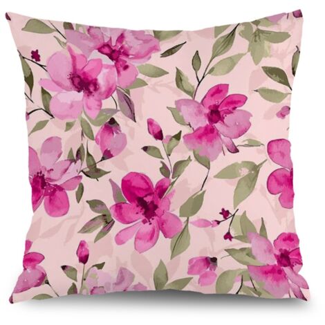 Housse de coussin floral bleu rose jaune, décoration intérieur,45×45cm