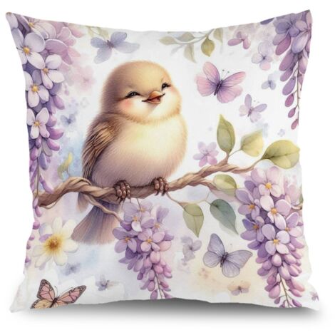Housse de coussin floral bleu rose jaune, décoration maison rustique ,45×45cm