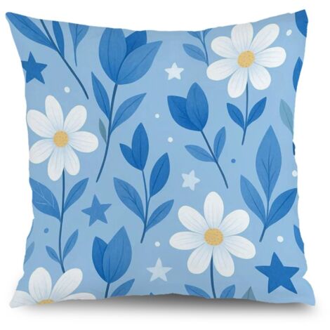 Housse de coussin floral bleu rose jaune, décoration maison,50×50cm