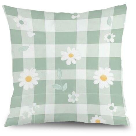 Housse de coussin floral bleu rose jaune, décoration salon style ferme,45×45cm