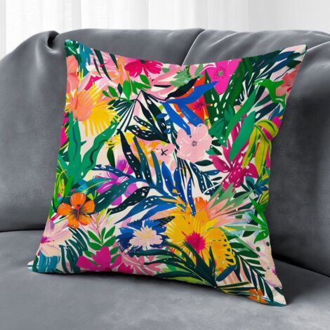 Housse de coussin floral extérieur, décoration salon extérieur,45×45cm