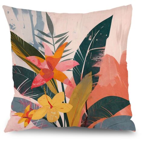 Housse de coussin floral jardin, décoration canapé extérieur,45×45cm