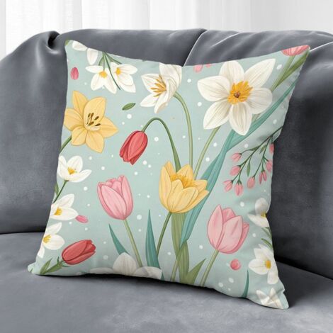 Housse de coussin floral papillon, décoration maison style ferme rustique,40×40cm
