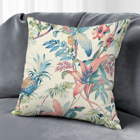 Housse de coussin en coton et vigne | Motif de fleurs en coton