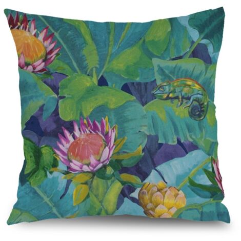Housse de coussin floral printemps été, décoration canapé extérieur,45×45cm