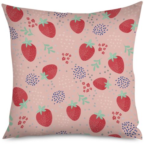 Housse de Coussin Fraise Déco Chambre
