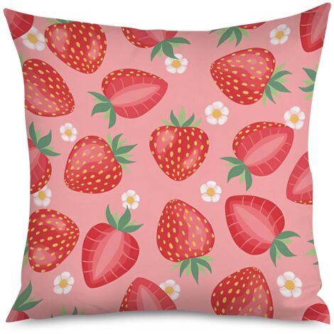 Housse de Coussin Fraise Rouge Déco