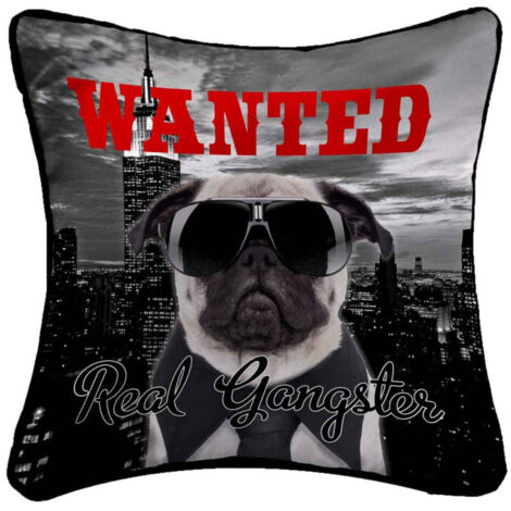 Housse de Coussin "Gangster" 40x40cm Noir
