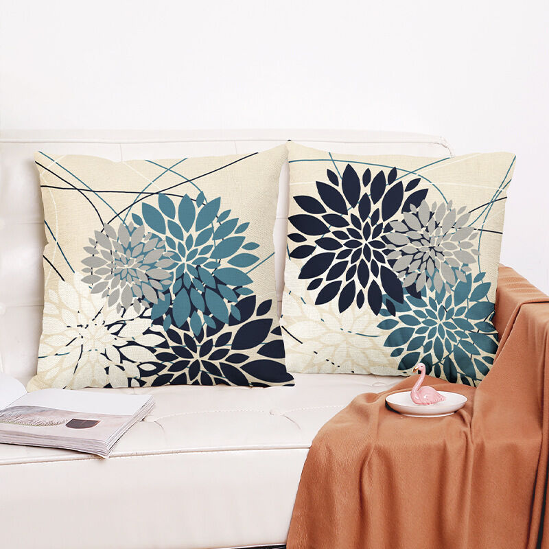 Housse de Coussin Géométrique Cyan & Bleu Marin, 45x45 cm, Décoration Moderne pour Canapé, Jardin