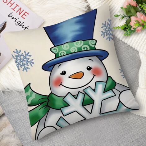Housse de coussin gnome et flocons blancs