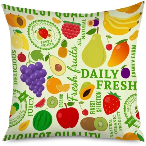 Housse de coussin grenade kawaii, rouge éclatant