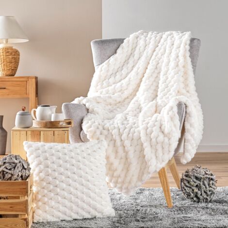 Housse de coussin imitation fourrure frosty 40x40cm - 40x40cm - Blanc