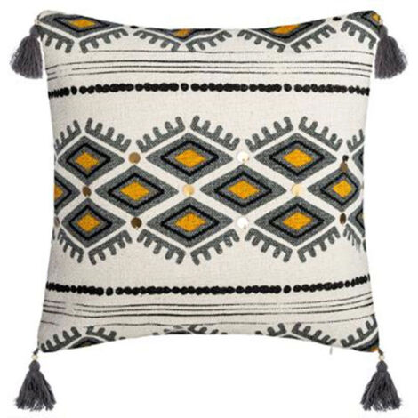 Housse de Coussin Imprimé "Aztèque" 40x40cm Beige