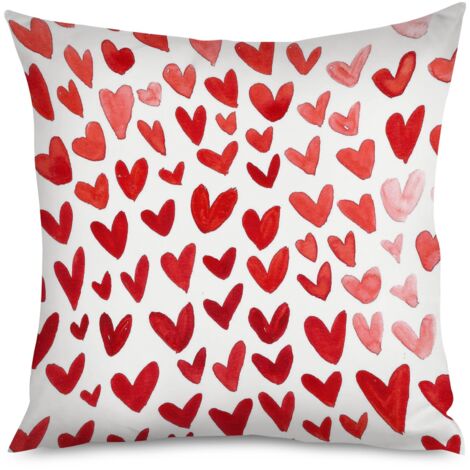 Housse de coussin imprimé cœurs romantiques, 50x50 cm