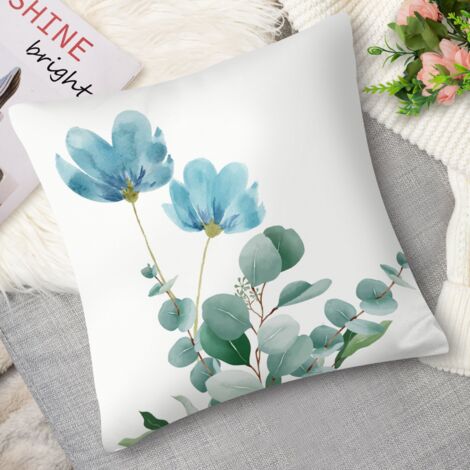 Housse de coussin imprimé feuillage vert, 40x40 cm