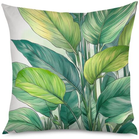 Housse de coussin imprimé feuilles de monstera, 50x50 cm