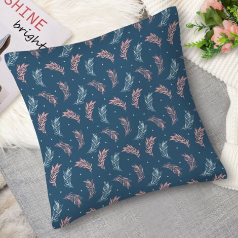 Housse de coussin imprimé fleurs bleues