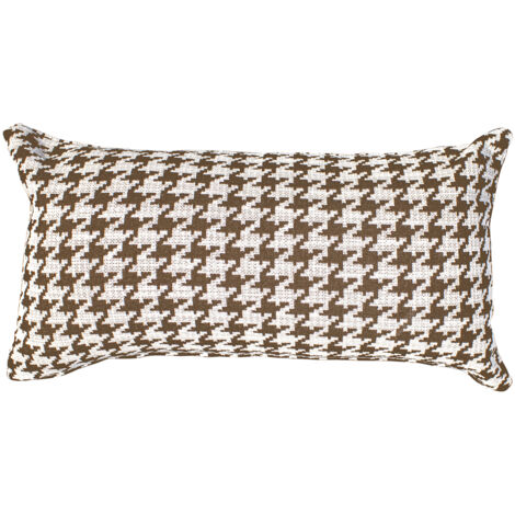 Housse de Coussin Imprimé Pied-de-poule Ribe Kuatéh Marron et Blanc 55x30 cm