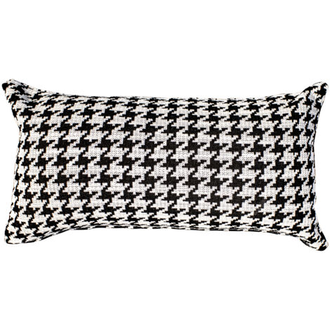 Housse de Coussin Imprimé Pied-de-poule Ribe Kuatéh Noir et Blanc 55x30 cm