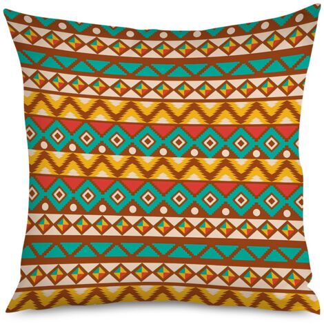 Housse de coussin imprimé zigzag, ethnique