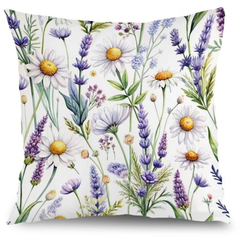 Housse de coussin jardin floral, décoration terrasse extérieur,40×40cm