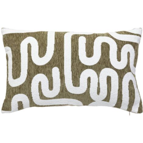 Housse de coussin Jeni chenille vert kaki 50x30cm - Atmosphera créateur d'intérieur