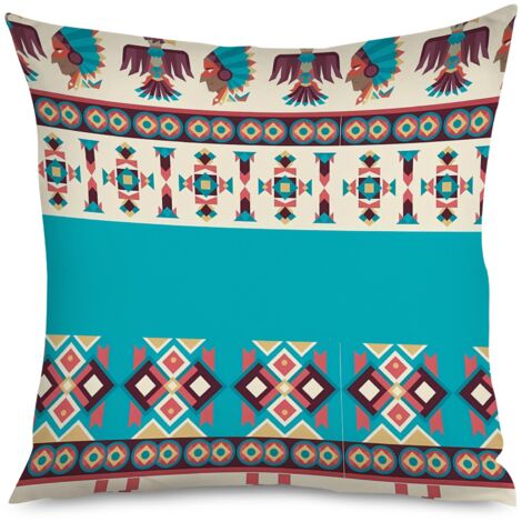 Housse de coussin motifs franges imprimées