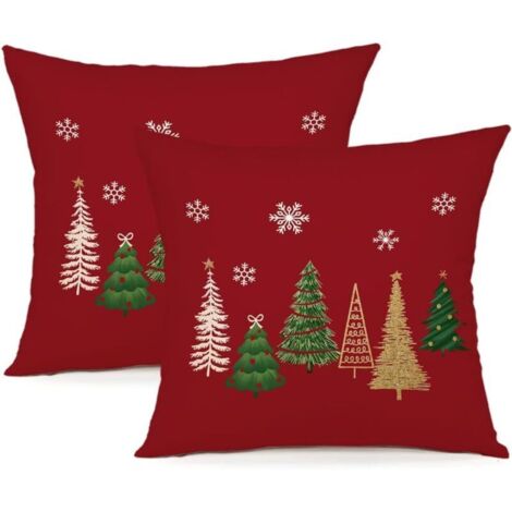 Housse de Coussin Noel 45x45 Lot de 2 Housse Coussin Noel Deco Noel Polyester Taie d'oreiller pour Chambre, Nanapé, Chaise, Lit Decoration Noel 45 x 45 cm