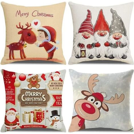 Housse de Coussin - Noël - Flocon de Neige - Rouge - Synthétique - Carré