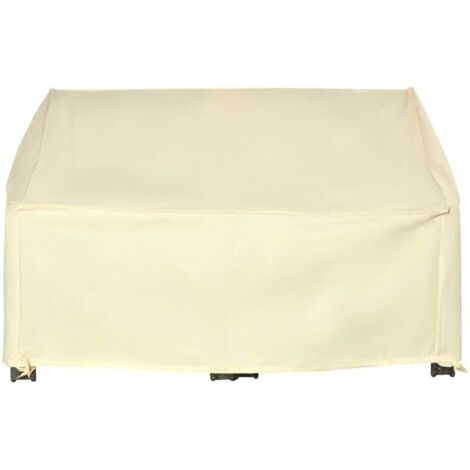 Housse de coussin Outsunny Housse de canapé exterieur étanche, housse de banc de jardin 600D tissu oxford, bache de canapé extérieur pour balcon, terrasse, 140 x 84 x 56/94 cm, beige-Crezuo