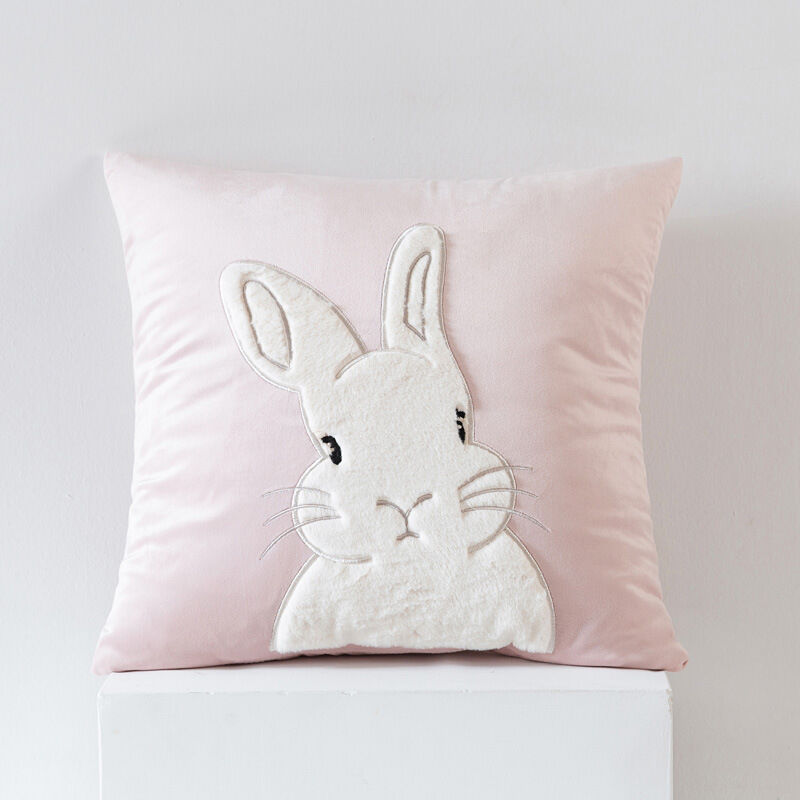 Housse de Coussin Pâques 45x45 Lapin Pâques Velours 1/2PCS Décoration Pâques Coussin Printemps Salon-Rose Lapin