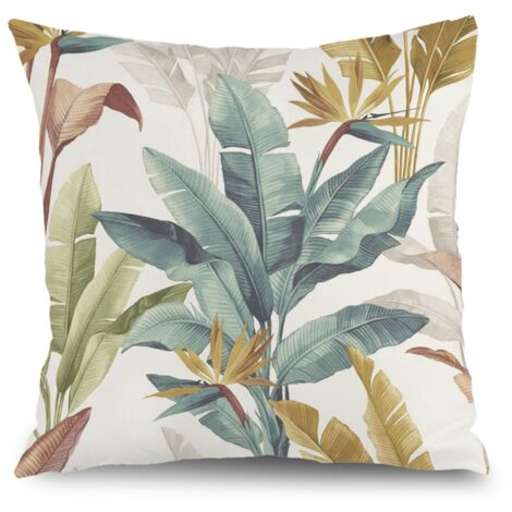 Housse de coussin patio fleurs, décoration chaise banc extérieur,45×45cm
