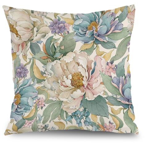 Housse de coussin patio fleurs, décoration chaise banc jardin,50×50cm