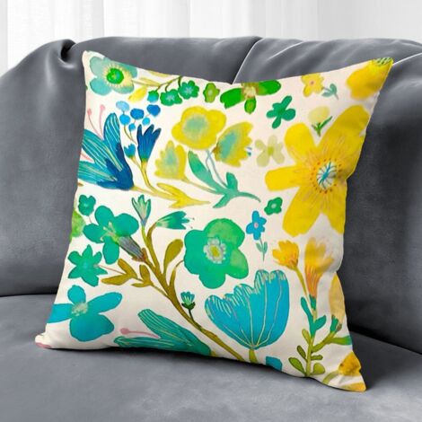 Housse de coussin patio fleurs, décoration extérieur printemps été pour salon jardin,40×40cm