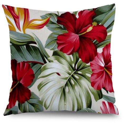 Housse de coussin patio fleurs, décoration jardin canapé extérieur,45×45cm