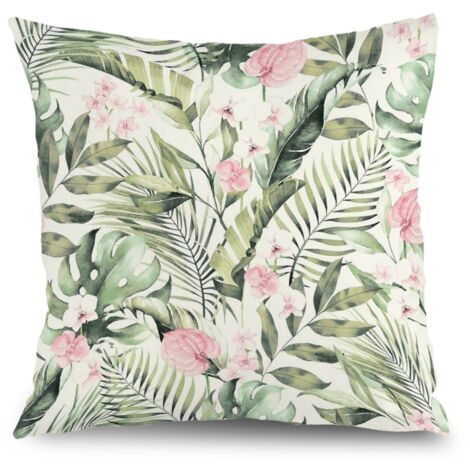Housse de coussin patio fleurs, décoration jardin canapé,50×50cm