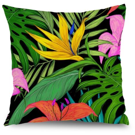 Housse de coussin patio fleurs, décoration jardin maison,45×45cm